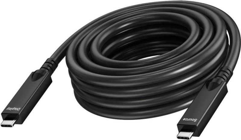 Vision - USB-Kabel - 24 pin USB-C (M) zu 24 pin USB-C (M) - USB 3.2 Gen 1 / DisplayPort 2.1 - 3 A - 10 m - Active Optical Cable (AOC), USB Power Delivery (60W), Support von 4K 60 Hz - Schwarz (TC 10MUSBC/BL) von Vision