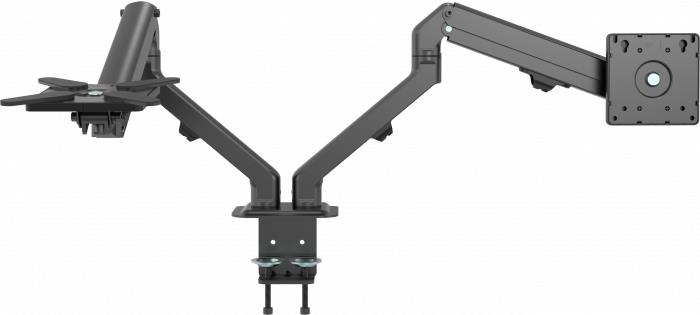 Vision VFM-DAD/4 - Befestigungskit - einstellbarer Arm - für 2 LCD-Displays oder LCD-Display und Notebook/Tablet - Aluminium, Stahl - mattschwarz - Bildschirmgröße: 43.2-68.6 cm (17-27) - Tischmontage (VFM-DAD/4) von Vision