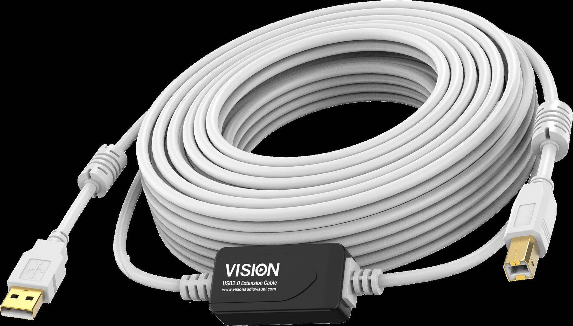 Vision Weißes USB 2.0-Kabel 10m - 10 m - USB A - USB B - USB 2.0 - 480 Mbit/s - Weiß (TC 10MUSB+/2) von Vision