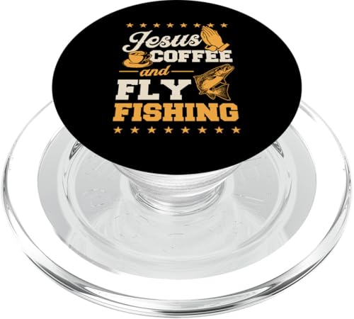 Jesus Kaffee und Fliegenfischen Christian Fisher PopSockets PopGrip für MagSafe Jesus Kaffee und Fliegenfischen Christian Fisher PopSockets PopGrip für MagSafe von Visit Best Funny Bass & Ice Fishing Dad Collection