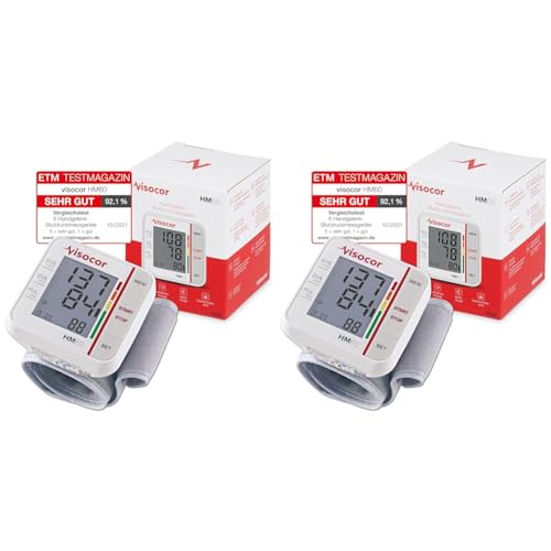 Visocor 22060 Hm60 Blutdruckmessgerät Handgelenk einfach, Präzise und Sicher Blutdruck messen, 1 Stück (2er Pack) von Visocor
