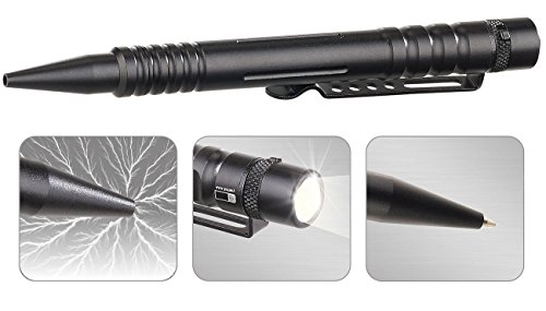 VisorTech Kubotan: 4in1-Tactical Pen mit Kugelschreiber, LED-Licht, Glasbrecher (Kubotan Kugelschreiber, Kubotan Taschenlampe, Selbstverteidigung) von VisorTech