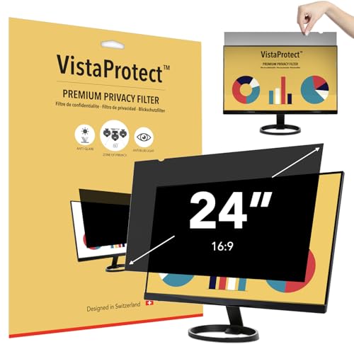 VistaProtect – Premium Blickschutzfilter & Anti-Blaulichtfilter, Privacy Filter Anti Blue Light Blickschutzfolie für Computermonitore (24" Zoll - 16:9) von VistaProtect