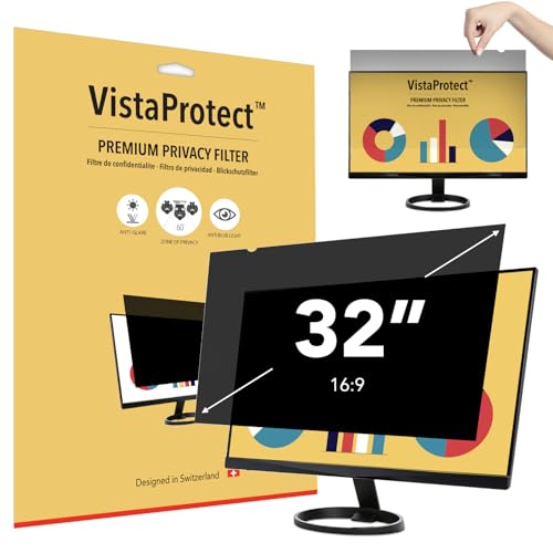 VistaProtect – Premium Blickschutzfilter & Anti-Blaulichtfilter, Privacy Filter Anti Blue Light Blickschutzfolie für Computermonitore (32" Zoll) von VistaProtect