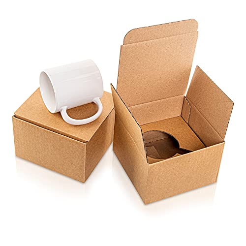 Vistapack Tassen Karton Tassenverpackung mit Fixierung - Versandkarton/Geschenkbox Tasse Versand (10), Naturbraun, 154 x 154 x 110 mm von Vistapack