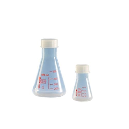 Vitlab Polymethylpenten Erlenmeyer-Kolben mit PP Schraubkappe, Weithals, Transparent, GL 40 Gewinde, 100ml Kapazität, 6 Stück von Vitlab