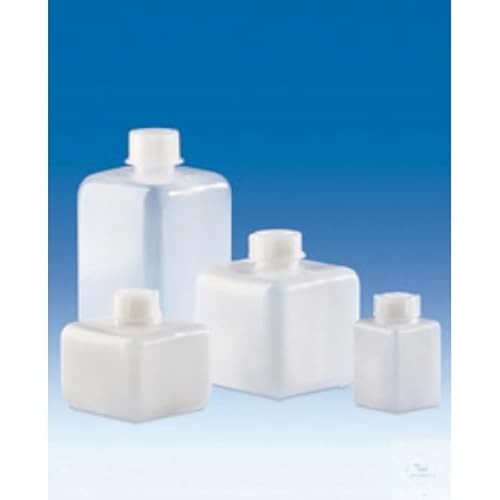 Vitlab HDPE Enghalsflasche mit LDPE Schraubkappe, Quadratisch, Transparent, 25 GL Gewinde, 100ml Kapazität, 43mm Länge, 43mm Breite, 76mm Höhe, 24 Stück von Vitlab