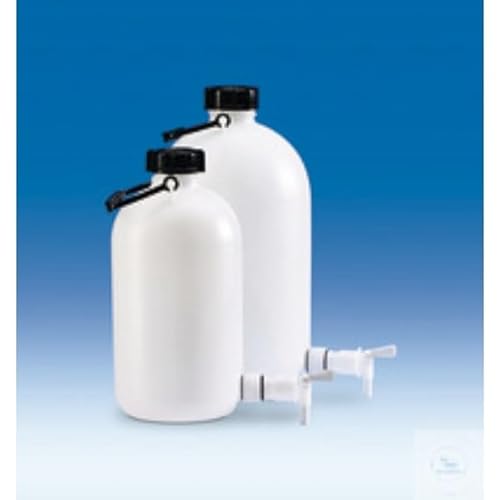 Vitlab HDPE Lagerflasche mit Hahn, Enghals, 25l Kapazität, 280mm Durchmesser, 565mm Höhe von Vitlab