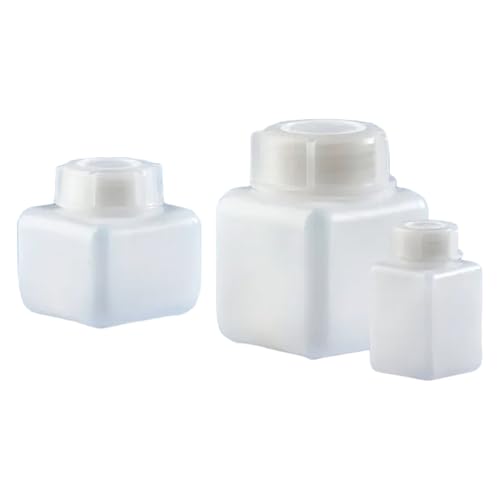 Vitlab HDPE Weithalsflasche mit LDPE Schraubkappe, Quadratisch, Transparent, GL 50 Gewinde, 250ml Kapazität, 80mm Länge, 80mm Breite, 83mm Höhe, 24 Stück von Vitlab