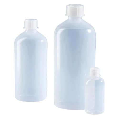 Vitlab LDPE Enghalsflasche mit PP Schraubkappe, Transparent, 32 GL Gewinde, 1000ml Kapazität, 92mm Durchmesser, 221mm Höhe, 12 Stück von Vitlab