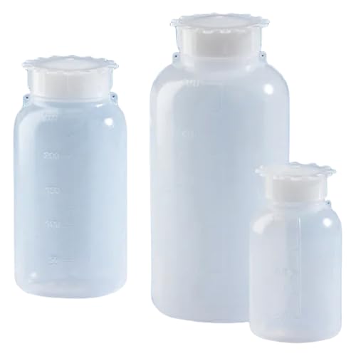 Vitlab LDPE Weithalsflasche mit Ösen-Schraubkappe, Transparent, GL 50 Gewinde, 2000ml Kapazität, 115mm Durchmesser, 250mm Höhe, 10 Stück von Vitlab