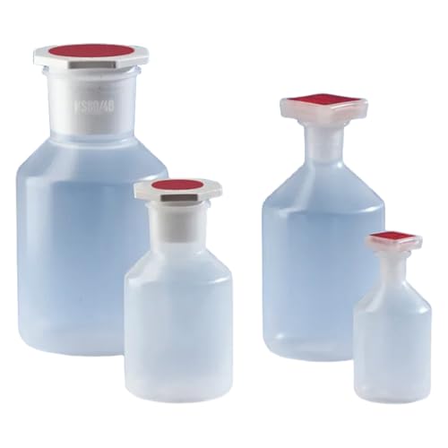 Vitlab Polypropylen Steilbrustflasche mit Stopfen B, Weithals, Transparent, NS 60/46 Hals, 1000ml Kapazität, 108mm Durchmesser, 214mm Höhe, 10 Stück von Vitlab