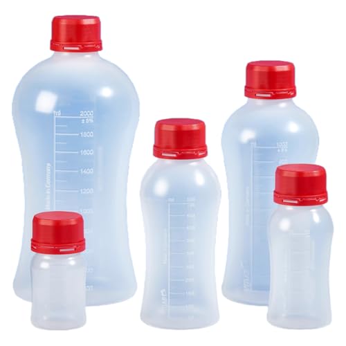 Vitlab VITgrip Polypropylen Laborflasche mit Originalitätsverschluss, GL 45 Gewinde, 2000ml Kapazität, 126mm Boden Durchmesser, 278mm Höhe von Vitlab