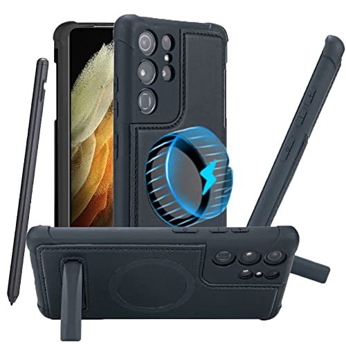 Vitodo Schutzhülle für Samsung Galaxy S21 Ultra mit S-Stifthalter, kompatibel mit MagSafe, vielseitiger Metallständer, luxuriöse Lederrückseite & TPU-Stoßfänger, Airbag-Ecke, stoßfest, integrierter Vitodo Schutzhülle für Samsung Galaxy S21 Ultra mit S-Stifthalter, kompatibel mit MagSafe, vielseitiger Metallständer, luxuriöse Lederrückseite & TPU-Stoßfänger, Airbag-Ecke, stoßfest, integrierter von Vitodo
