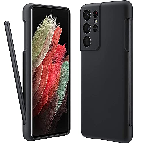 Vitodo für Galaxy S21 Ultra Hülle mit S Pen Halter, Liquid Silikon Handyhülle mit Stylus Slot (S-Pen Nicht enthalten), Anti-Fingerabdruck, Militärischer Stoßfester Schutz für Samsung S21 Ultra 5g - von MSOTES