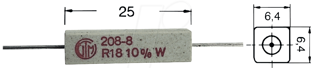 5W AXIAL 100 - Drahtwiderstand, axial, 100 Ohm, 10 %, 5 W, 6,4 x 6,4 x 25mm von VitrOhm
