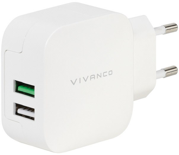 CHARGVVUSB3.4AW 2fach Ladenetzteil weiß von Vivanco