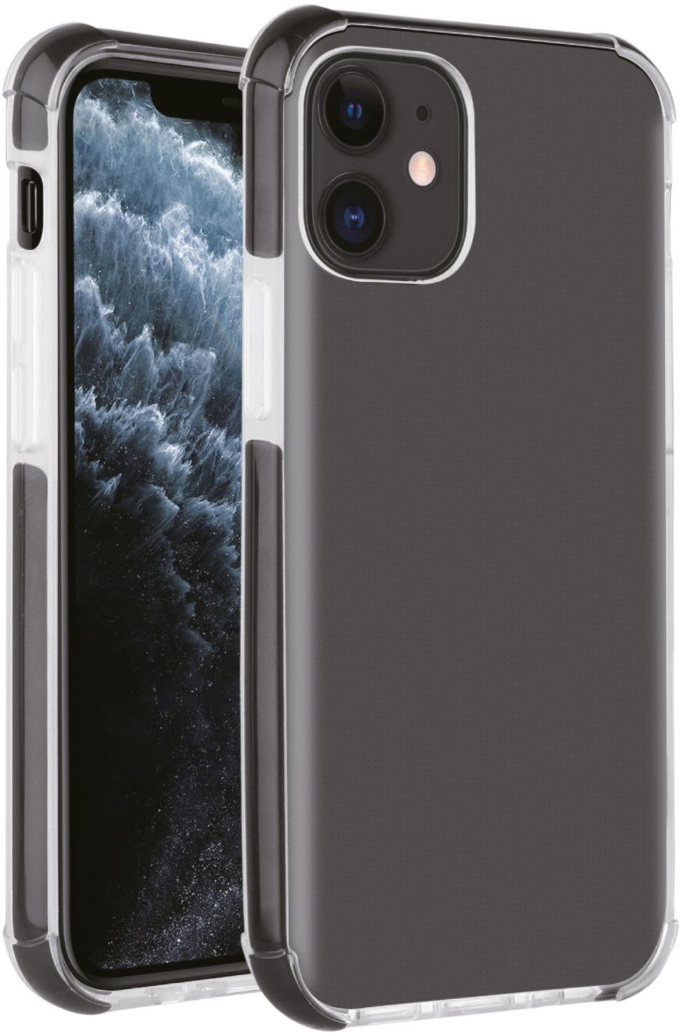 RSCVVIPH12M/PT Rock Solid Cover für iPhone 12/12 Pro transparent/schwarz von Vivanco