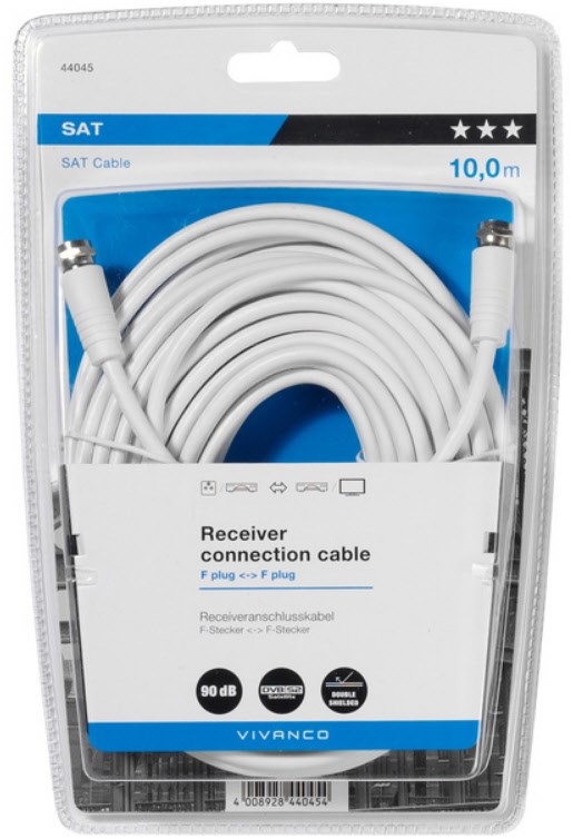 SAT Anschlusskabel 90dB (10m) weiß von Vivanco
