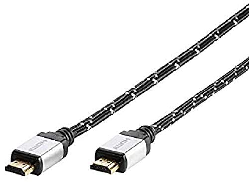 Vivanco 42202 3m HDMI Typ A (Standard) HDMI Typ A (Standard) schwarz, Silber HDMI Kabel - HDMI Kabel (3 m, HDMI Typ A (Standard), HDMI Typ A (Standard), 3840 x 2160 Pixel, 3D, Schwarz, Silber) von Vivanco