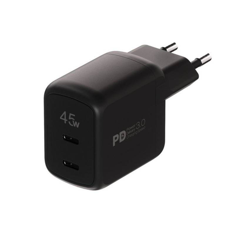 Vivanco 45W USB PD Dual Schnellladegerät mit GaN Technologie, schwarz USB-Ladegerät von Vivanco