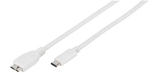 Vivanco Adapter-Kabel (1m, hohe Übertragungsrate/Ladestrom, USB Typ C Stecker auf USB 3.0 Micro B Stecker) weiß von Vivanco