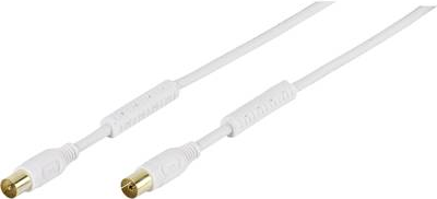Vivanco Antennen Anschlusskabel [1x Antennenbuchse 75 ? - 1x Antennenstecker 75 ?] 7.50 m 100 dB vergoldete Steckkontakte, mit Ferritkern Weiß (48122) von Vivanco