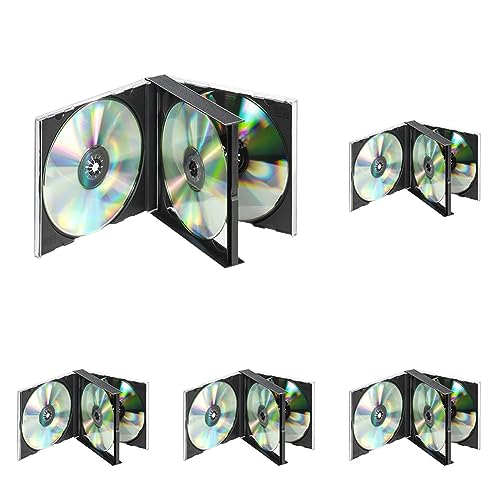 Vivanco CD/DVD Double Jewel Case schwarz, für 4 CDs (Packung mit 5) von Vivanco