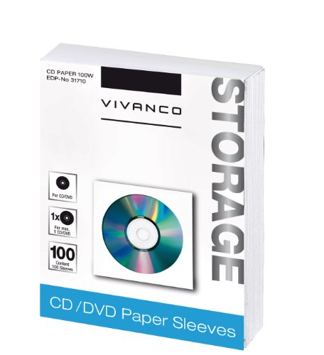 Vivanco CD/DVD Papier-Umschläge (100-er Pack) weiß von Vivanco