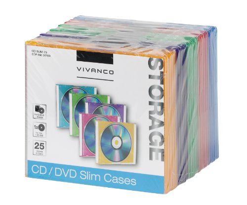 Vivanco CD/DVD Slim Case (25-er Pack, 5-Farben) von Vivanco