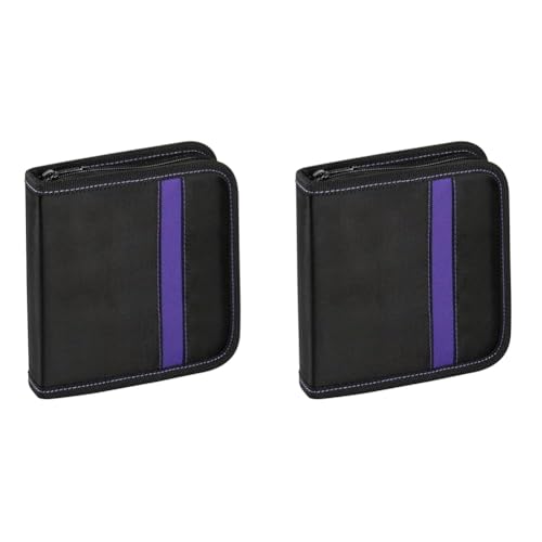 Vivanco CD/DVD-Tasche Nylon, Blue-ray Case, Wallet, Ordner für 24 CDs schwarz-lila (Packung mit 2) von Vivanco
