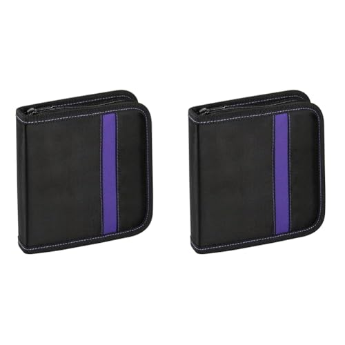 Vivanco CD/DVD-Tasche Nylon, Blue-ray Case, Wallet, Ordner für 24 CDs schwarz-lila (Packung mit 2) von Vivanco