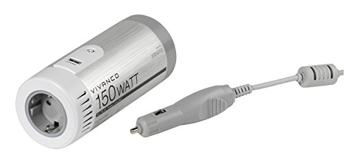 Vivanco CPC 160 Fahrzeugspannungswandler mit USB-Ladefunktion (230V, 150 Watt) grau/weiß von Vivanco