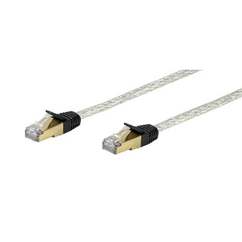 Vivanco Cat 6 Netzwerkkabel 1:1 verschaltet mit vergoldeten Kontakten und doppelt geschirmt, RJ45 Stecker 3.0 m transparent von Vivanco