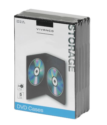Vivanco DVD Hülle, Case, Doppelhülle für 2 DVDs, CDs, Blue-rays, 5er Pack schwarz von Vivanco