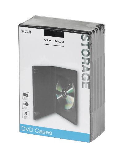 Vivanco DVD Hülle, Case, für 1 DVD, CD, Blue-ray, 5er Pack schwarz von Vivanco