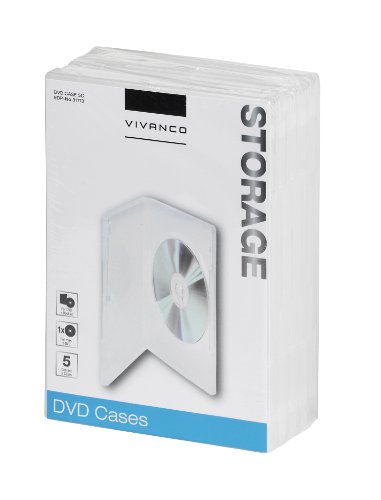 Vivanco DVD Hülle (geeignet für 1 DVD, CD, Blue-ray, 5er Pack) transparent von Vivanco