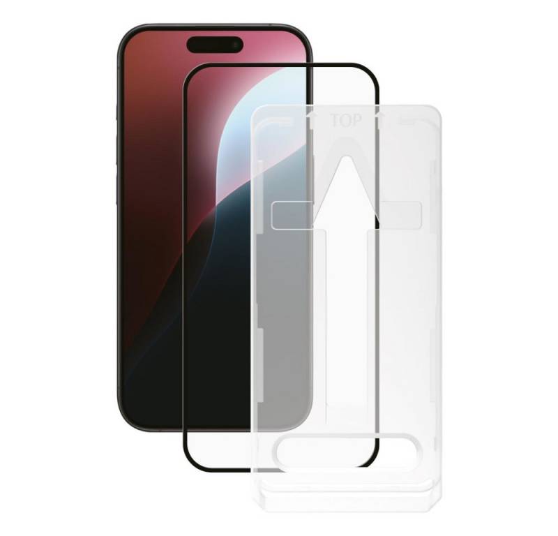 Vivanco Displayschutzglas Full Screen Displayschutzglas für iPhone 16 Pro, Easy Applikator von Vivanco