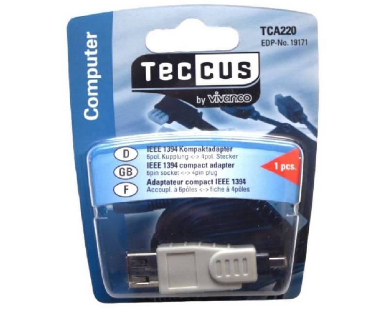 Vivanco Firewire-Adapter 6-4 IEEE-1394 Grau Audio- & Video-Kabel, Firewire, Firewire 4-polig, Firewire 6-polig (1 cm), 6 Pol Buchse Kupplung auf 4 polig Stecker FireWire 6-polig auf 4-polig von Vivanco