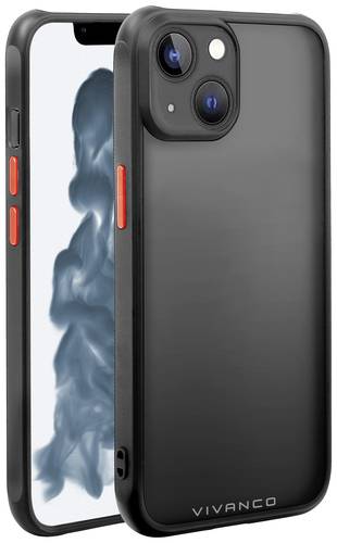 Vivanco Frosted Backcover Apple iPhone 14 Transparent, Schwarz Induktives Laden, Stoßfest von Vivanco