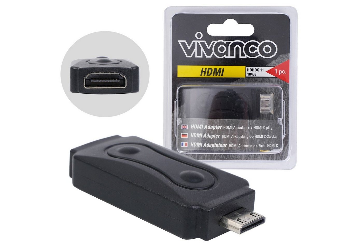 Vivanco HDMI-Adapter zu Mini-HDMI Verbindung Video-Adapter Mini-HDMI, 10 cm, HDMI-Buchse A auf Mini HDMI Typ C-Stecker für TV PC Kamera Camcorder von Vivanco