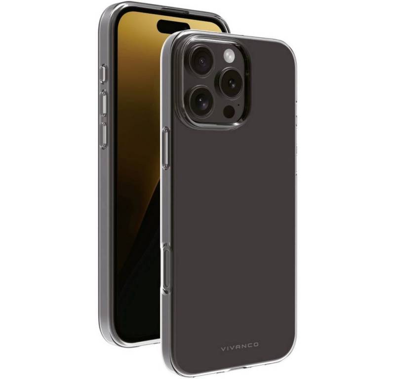 Vivanco Handyhülle Cover für iPhone 16 Pro Max, Transparen, Induktives Laden, Sanddicht, Spritzwasserfest, Staubdicht von Vivanco