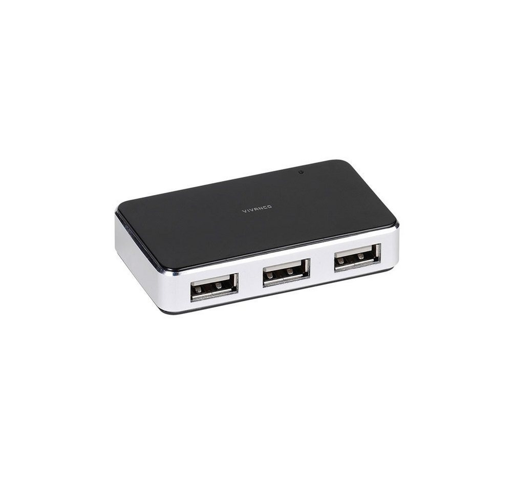 Vivanco High Speed USB 2.0 HUB, 4-Port, aktiv, inkl. Netzteil, Metallgehäuse Adapter von Vivanco