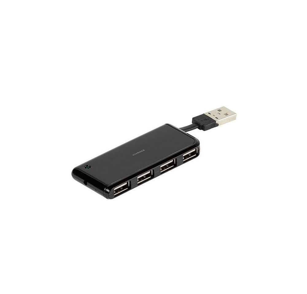 Vivanco High Speed USB 2.0 Hub 4-Port mit integriertem USB-Anschluss (36660) Adapter von Vivanco
