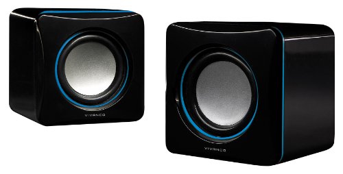 Vivanco IT-SP 2.0 tragbarer Stereo Lautsprecher für Notebook (3,5mm Klinkenstecker) inkl. USB Stromversorgung schwarz/blau von Vivanco