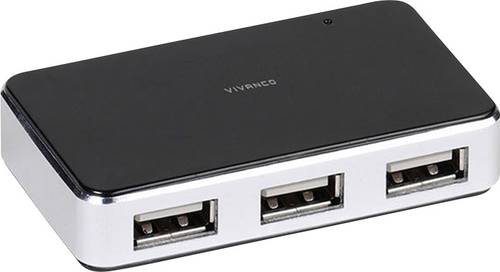 Vivanco IT-USBHUB4PWR 4 Port USB 2.0-Hub Schwarz, Silber von Vivanco