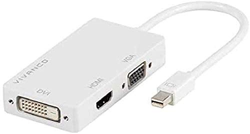 Vivanco Mini DisplayPort auf HDMI/DVI/VGA Universal‐Adapter weiß von Vivanco