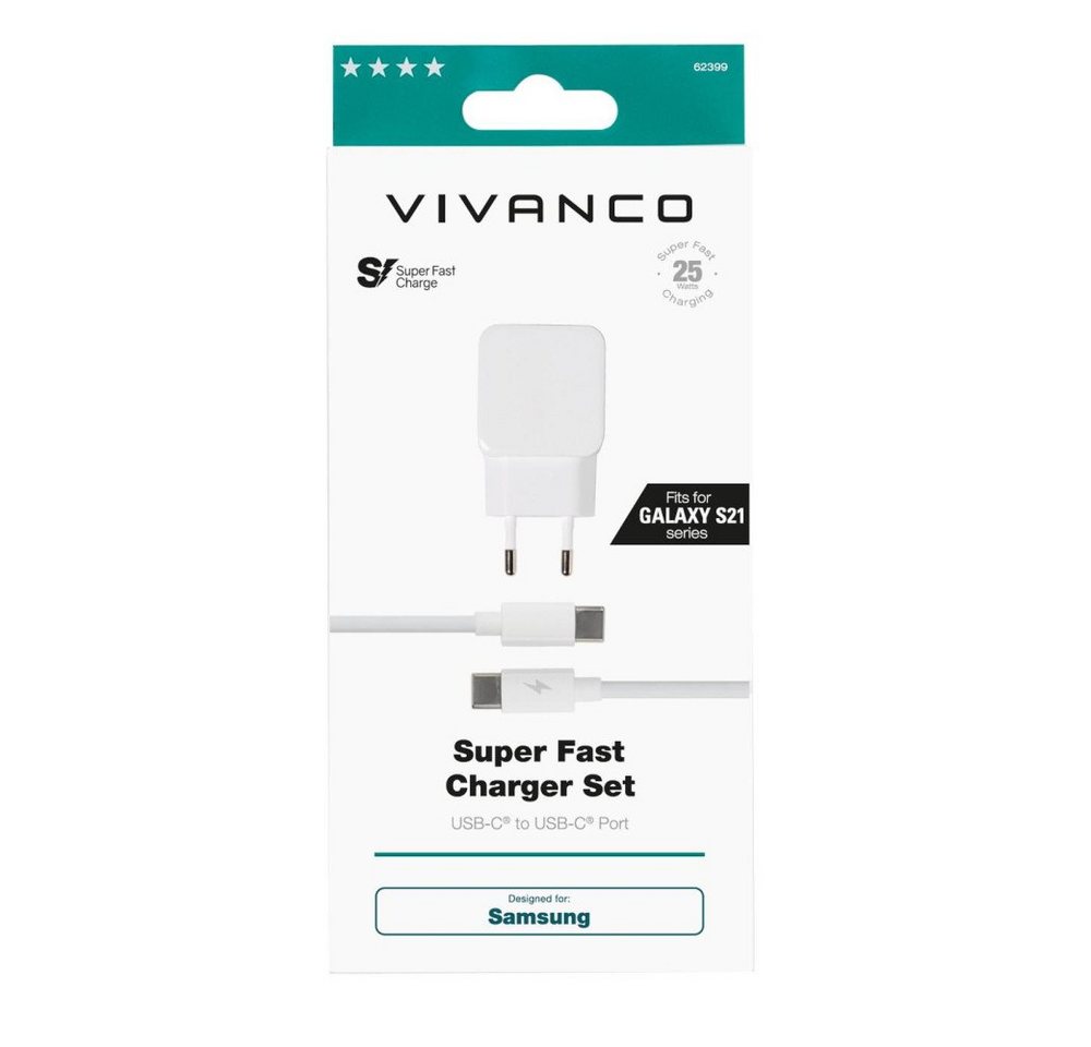 Vivanco Super Fast Charger 25W, Schnellladeset für Samsung (62399) USB-Ladegerät von Vivanco