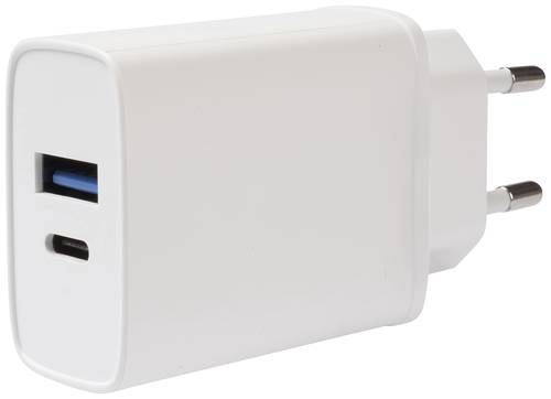Vivanco TCVVDUALUSB20W Handy Ladegerät mit Schnellladefunktion USB-A, USB-C® Weiß von Vivanco