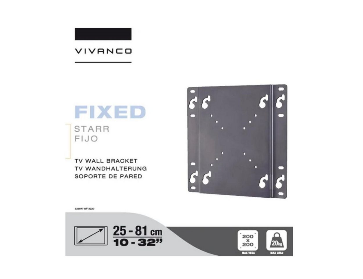 Vivanco TV-Wandhalterung, (bis 32 Zoll, 1-tlg., für Bildschirme bis 81cm / 32 Zoll, max. 20Kg Tragelast, bis VESA) von Vivanco